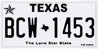 TX license plate BCW1453