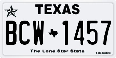 TX license plate BCW1457