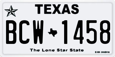 TX license plate BCW1458