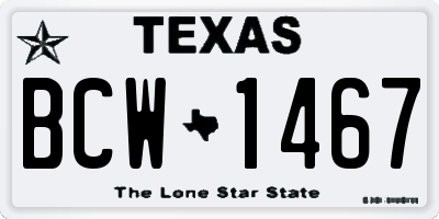 TX license plate BCW1467