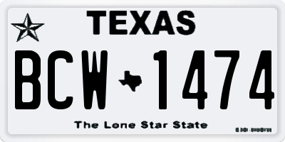 TX license plate BCW1474