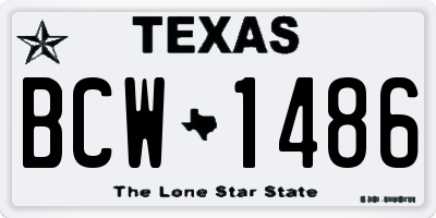 TX license plate BCW1486
