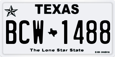 TX license plate BCW1488