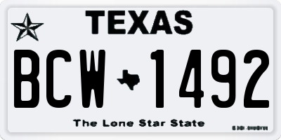 TX license plate BCW1492