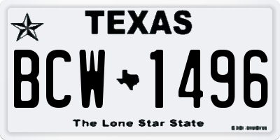 TX license plate BCW1496