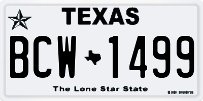 TX license plate BCW1499