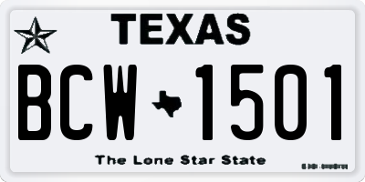 TX license plate BCW1501