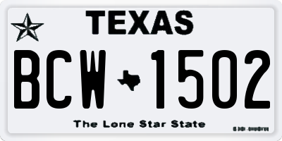 TX license plate BCW1502