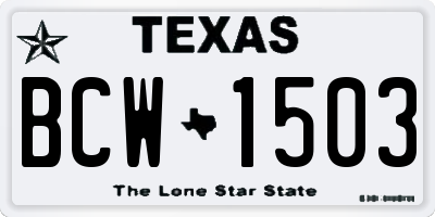 TX license plate BCW1503