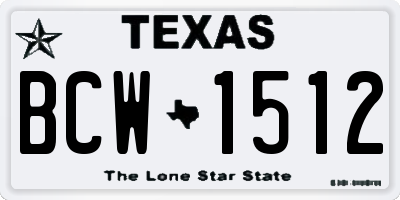 TX license plate BCW1512