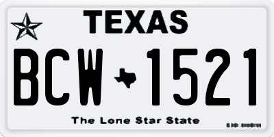 TX license plate BCW1521