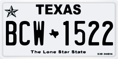 TX license plate BCW1522