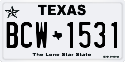 TX license plate BCW1531