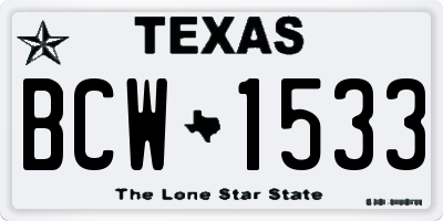 TX license plate BCW1533