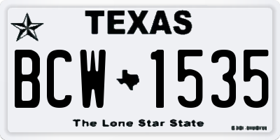 TX license plate BCW1535