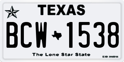 TX license plate BCW1538