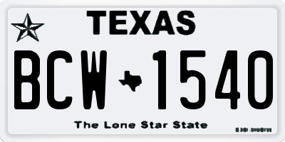 TX license plate BCW1540