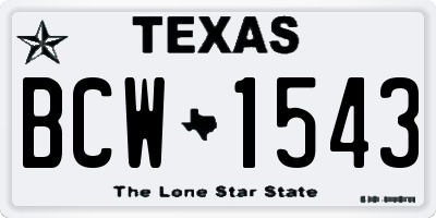 TX license plate BCW1543