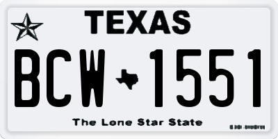 TX license plate BCW1551