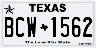 TX license plate BCW1562
