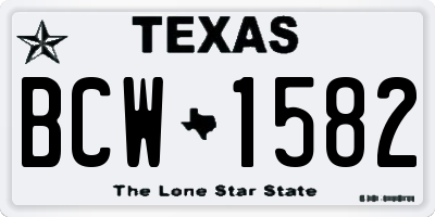 TX license plate BCW1582