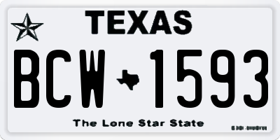 TX license plate BCW1593
