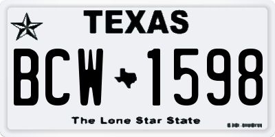 TX license plate BCW1598