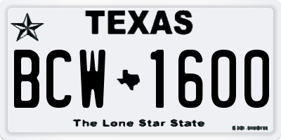 TX license plate BCW1600