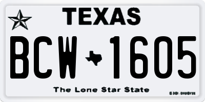 TX license plate BCW1605