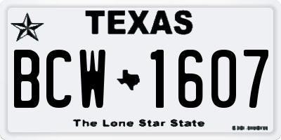 TX license plate BCW1607