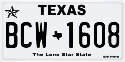 TX license plate BCW1608
