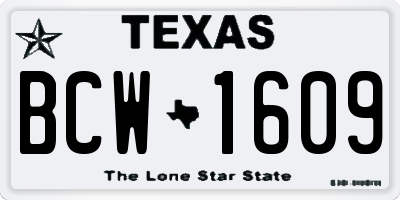 TX license plate BCW1609