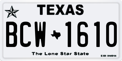 TX license plate BCW1610