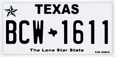 TX license plate BCW1611