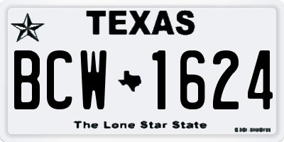 TX license plate BCW1624