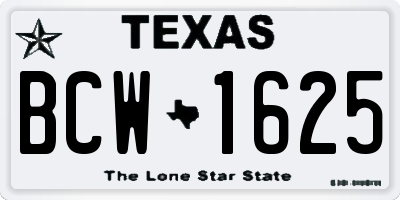 TX license plate BCW1625