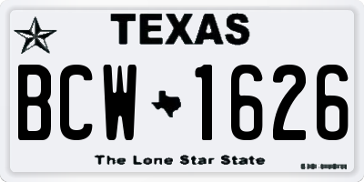 TX license plate BCW1626