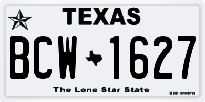 TX license plate BCW1627
