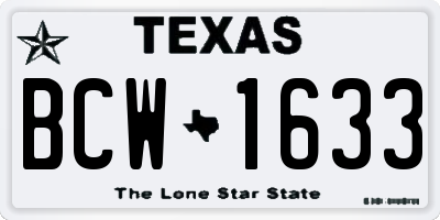 TX license plate BCW1633