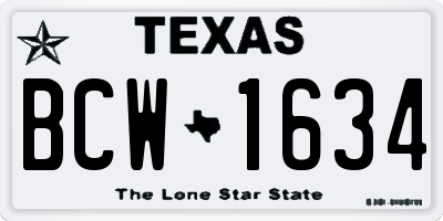 TX license plate BCW1634