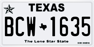 TX license plate BCW1635