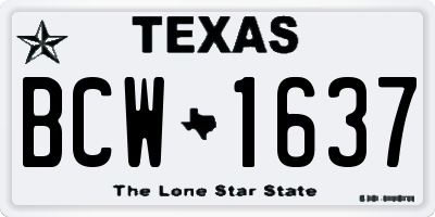TX license plate BCW1637