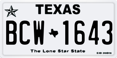 TX license plate BCW1643