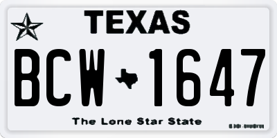 TX license plate BCW1647