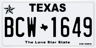 TX license plate BCW1649