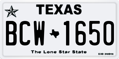 TX license plate BCW1650