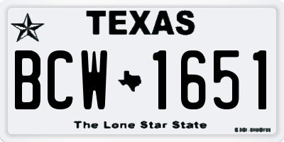 TX license plate BCW1651