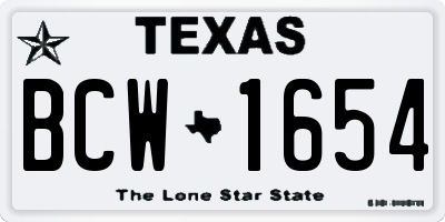 TX license plate BCW1654