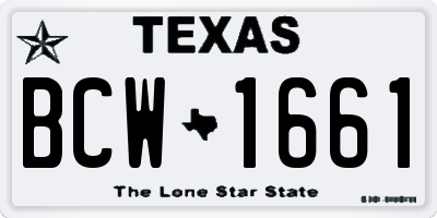 TX license plate BCW1661
