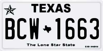 TX license plate BCW1663